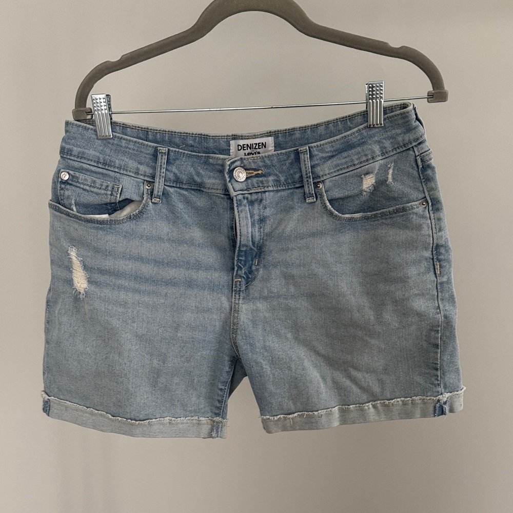 Levi's Light Wash Distressed Denim Shorts